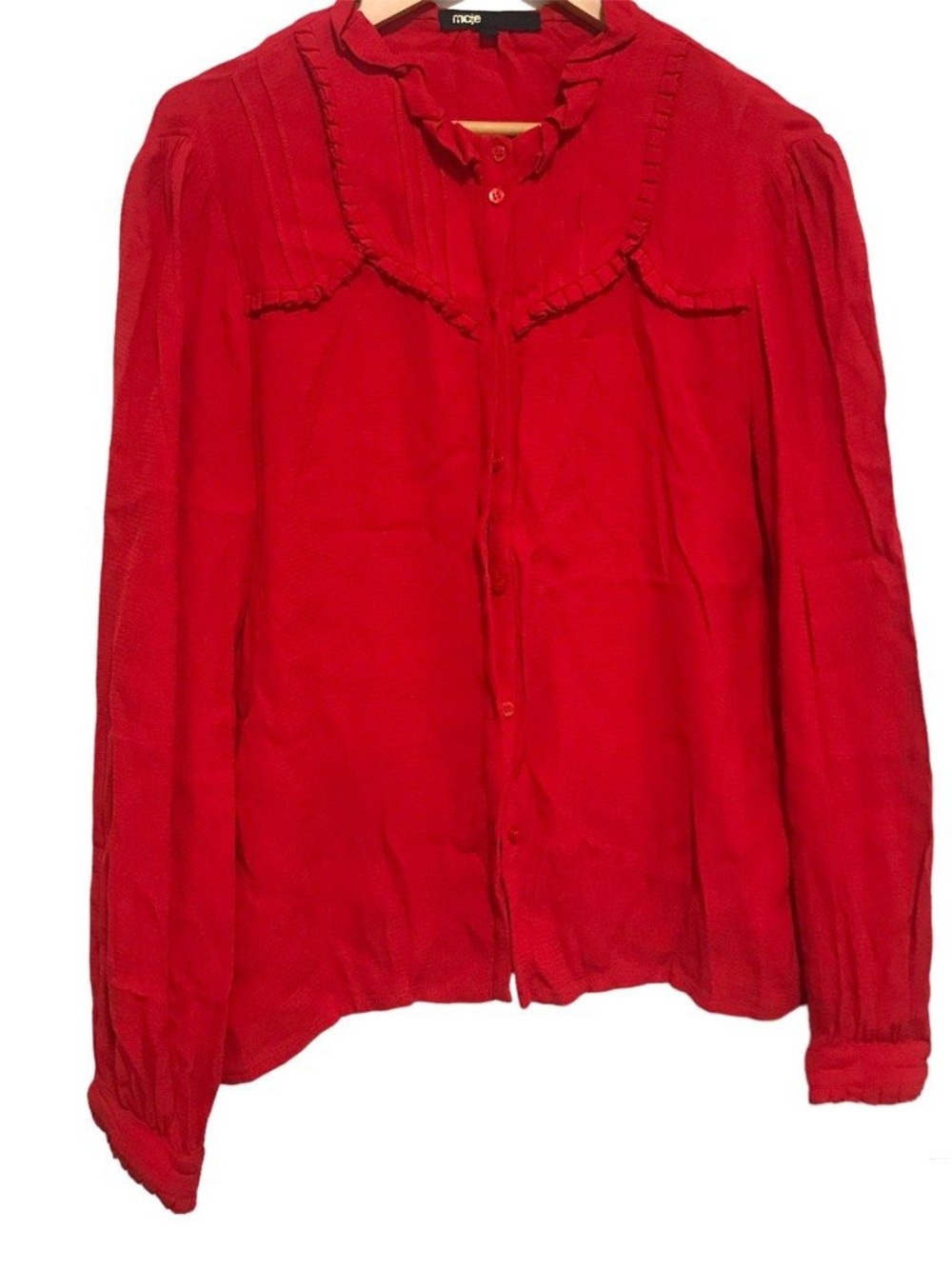 MAJE red CORETTE blouse size M - Picture 4 of 14